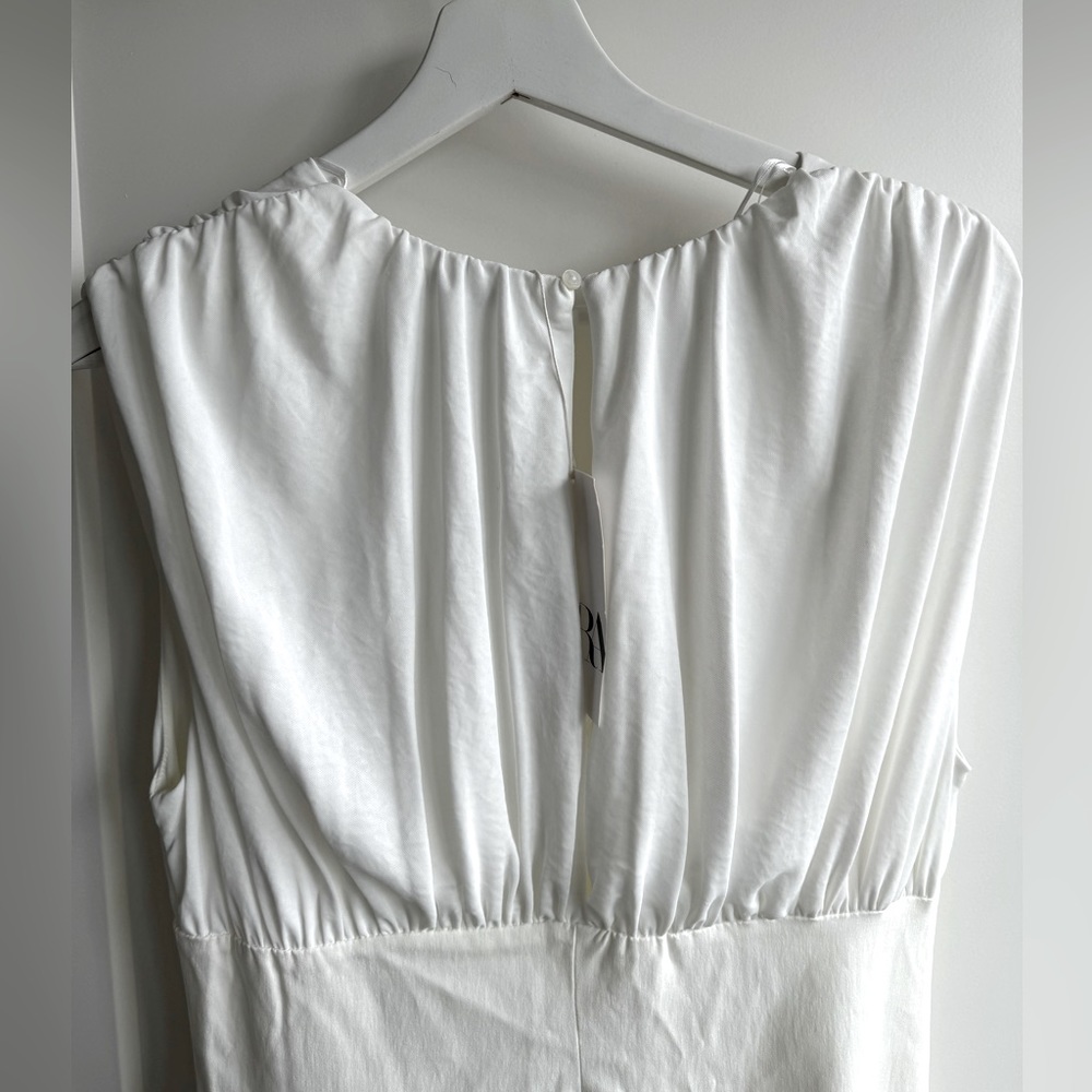 Zara White Deep-V Maxi Dress - Picture 6 of 8